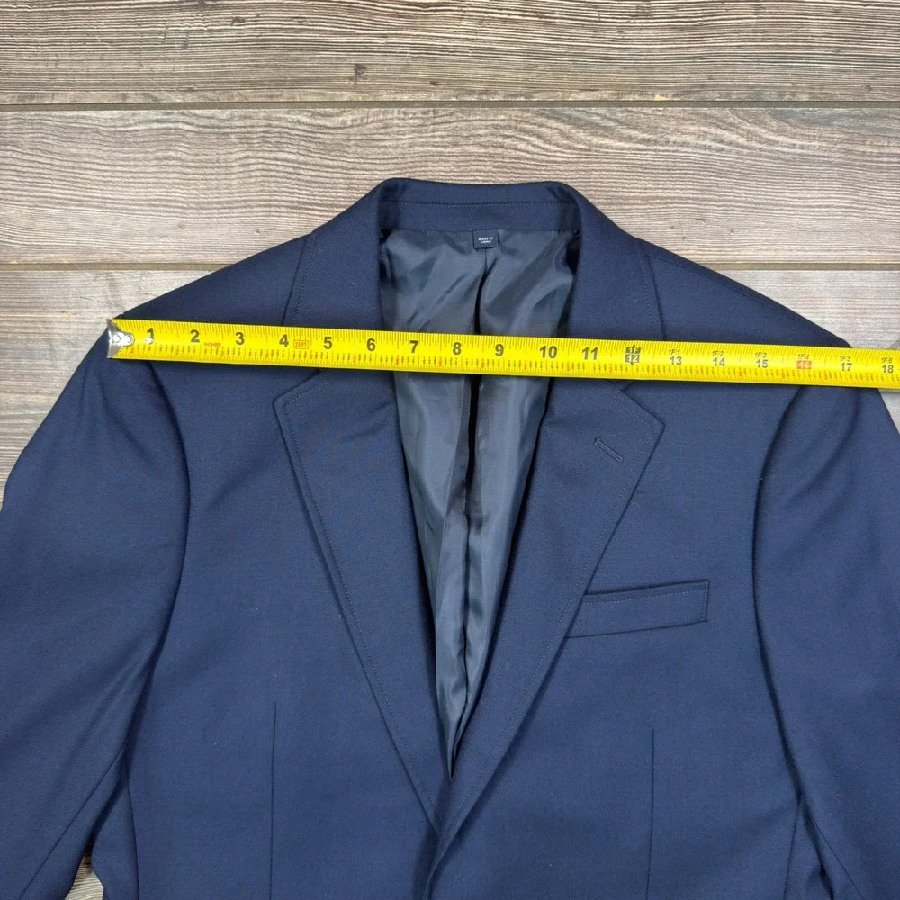 J.Crew Mens Size 38S Thompson University Blazer Navy Blue Gold Button Wool Blend